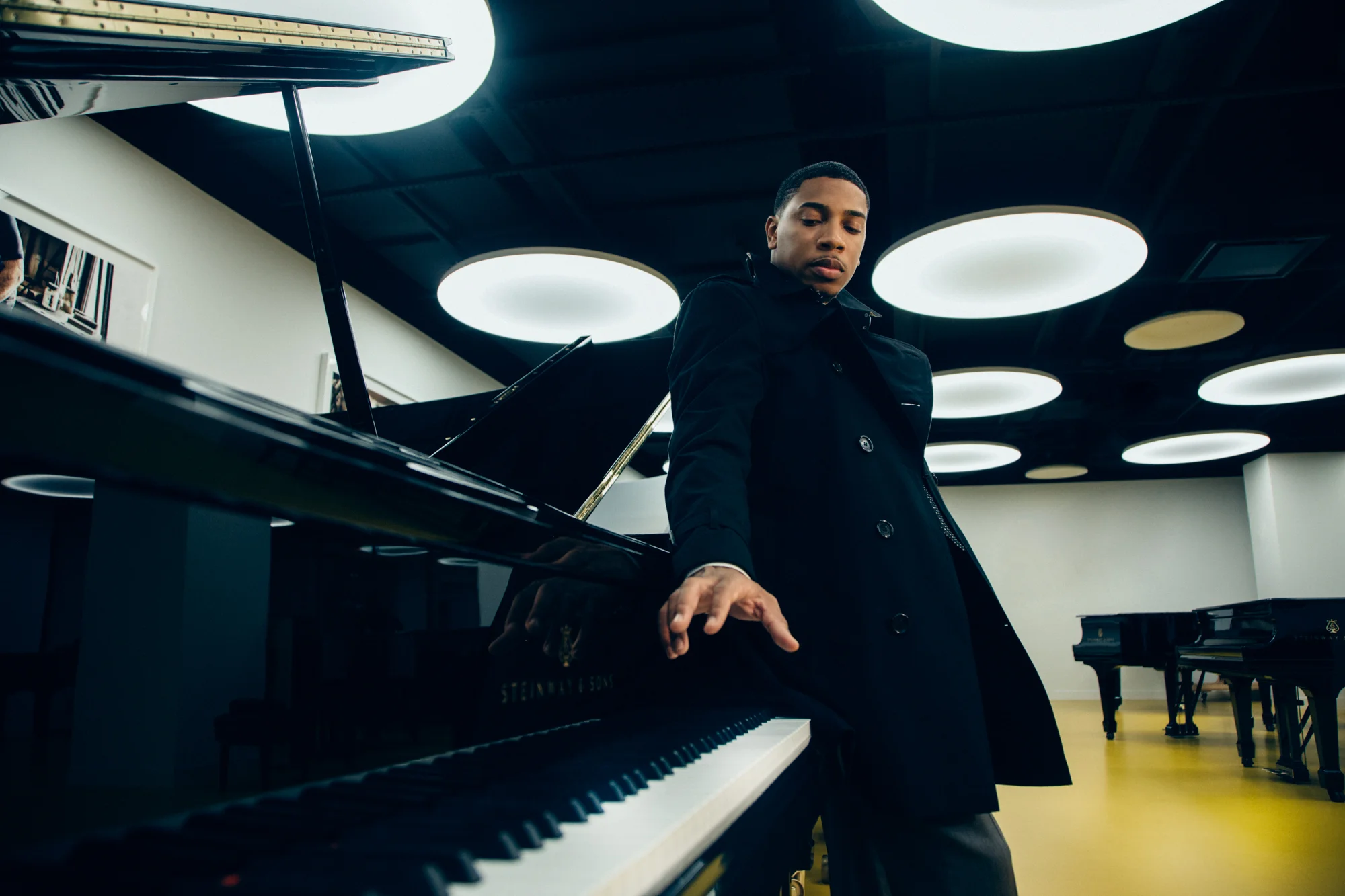  Christian Sands portrait shoot photographed by Anna Webber at Roosevelt Hotel and Steinway & Sons, NY, NY 