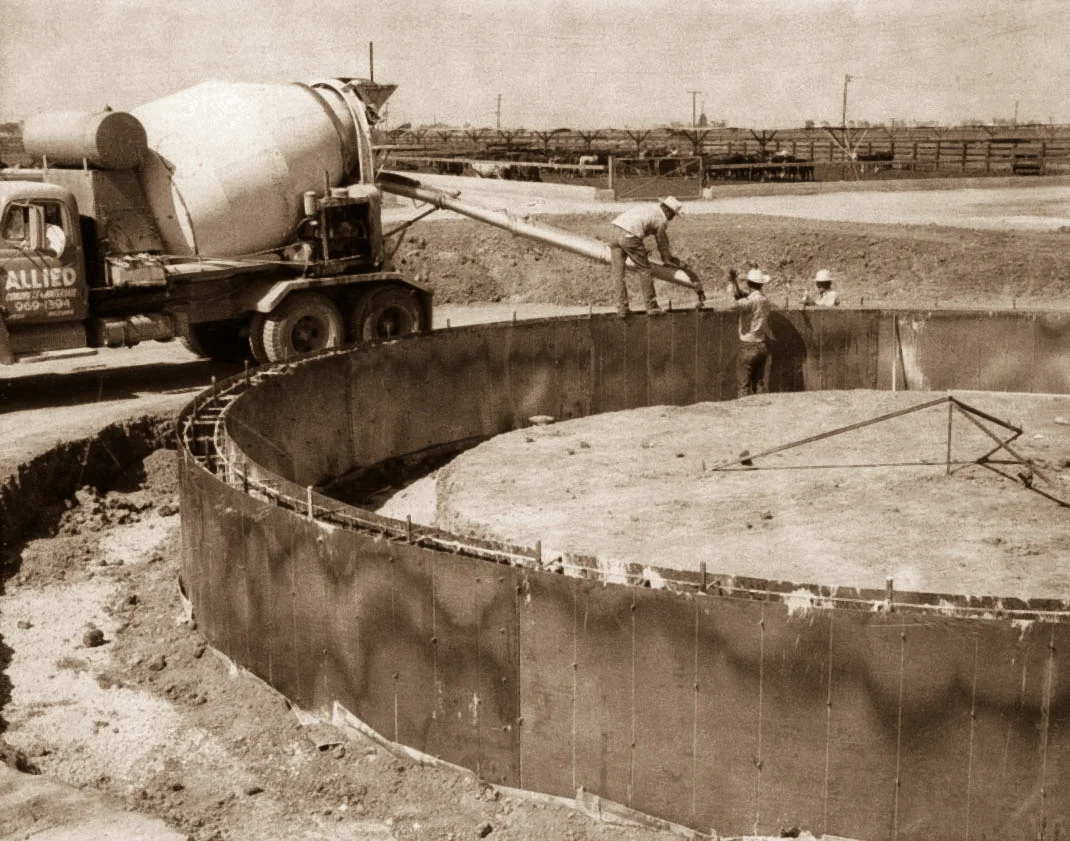 Building the Grain Tanks I (with photograph by Marvin Morrison) Pigmented Inkjet Print © 2013, Gina DeGideo