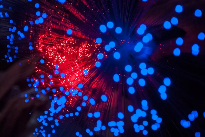 Colourful fibre optic still life photography.
