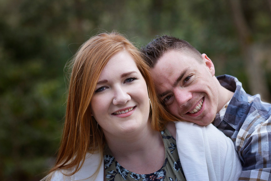 An engagement Portrait of Laura and William at their wedding venue,