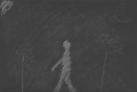 A spooky picture by Rupert - spot the ghostly skull in the background!