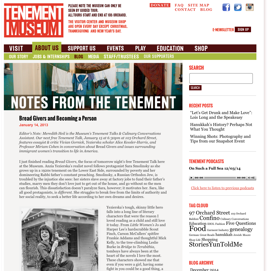 Notes from the Tenement | Tenement Museum Blog
