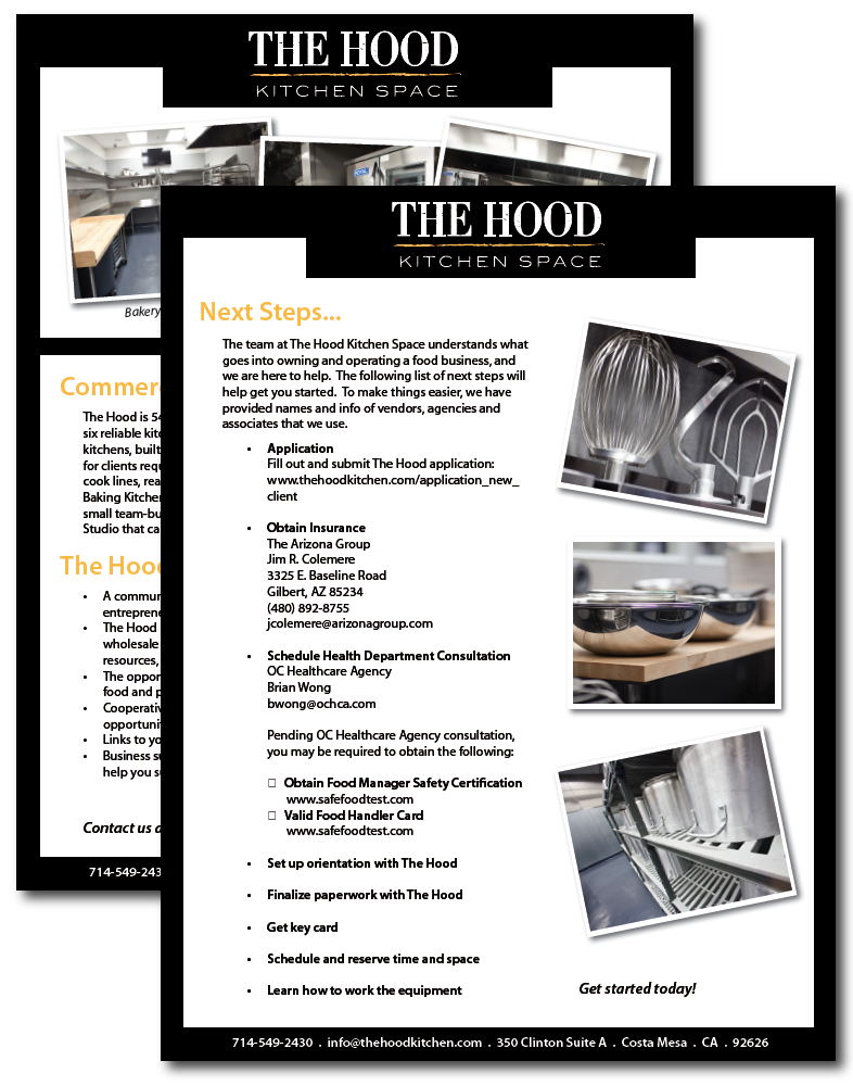 The Hood Kitchen Space Brochures