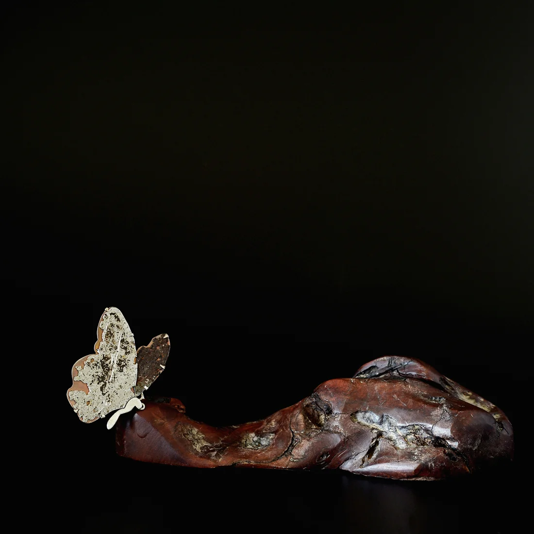 Butterfly Brooch Found Iron, sterling