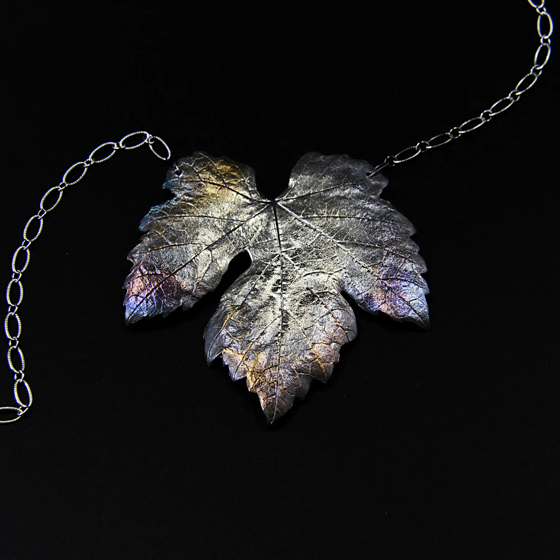 Grape Leaf Necklace Recycled Fine Silver