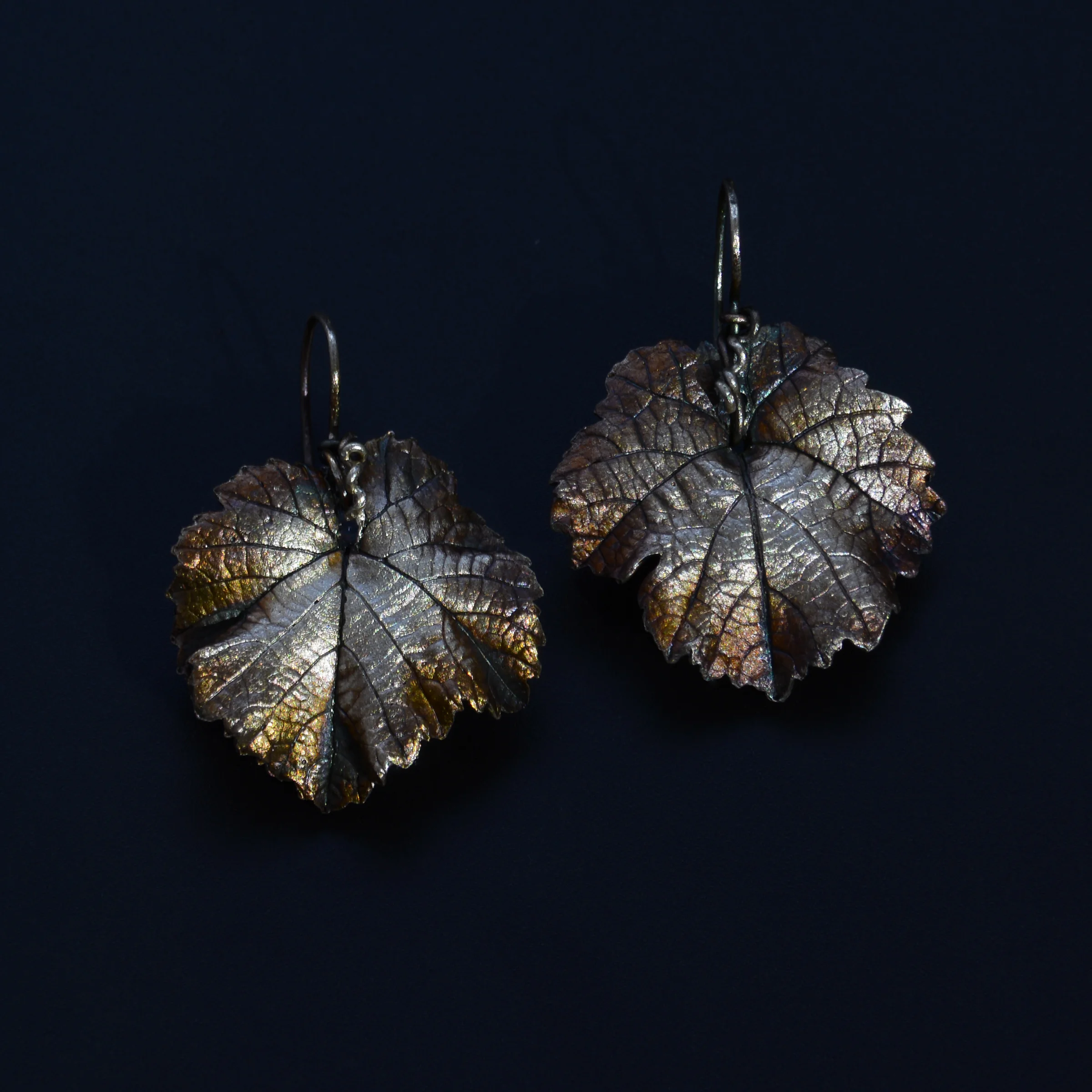 Grape Leaf Earrings Recycled Fine Silver Private Collection