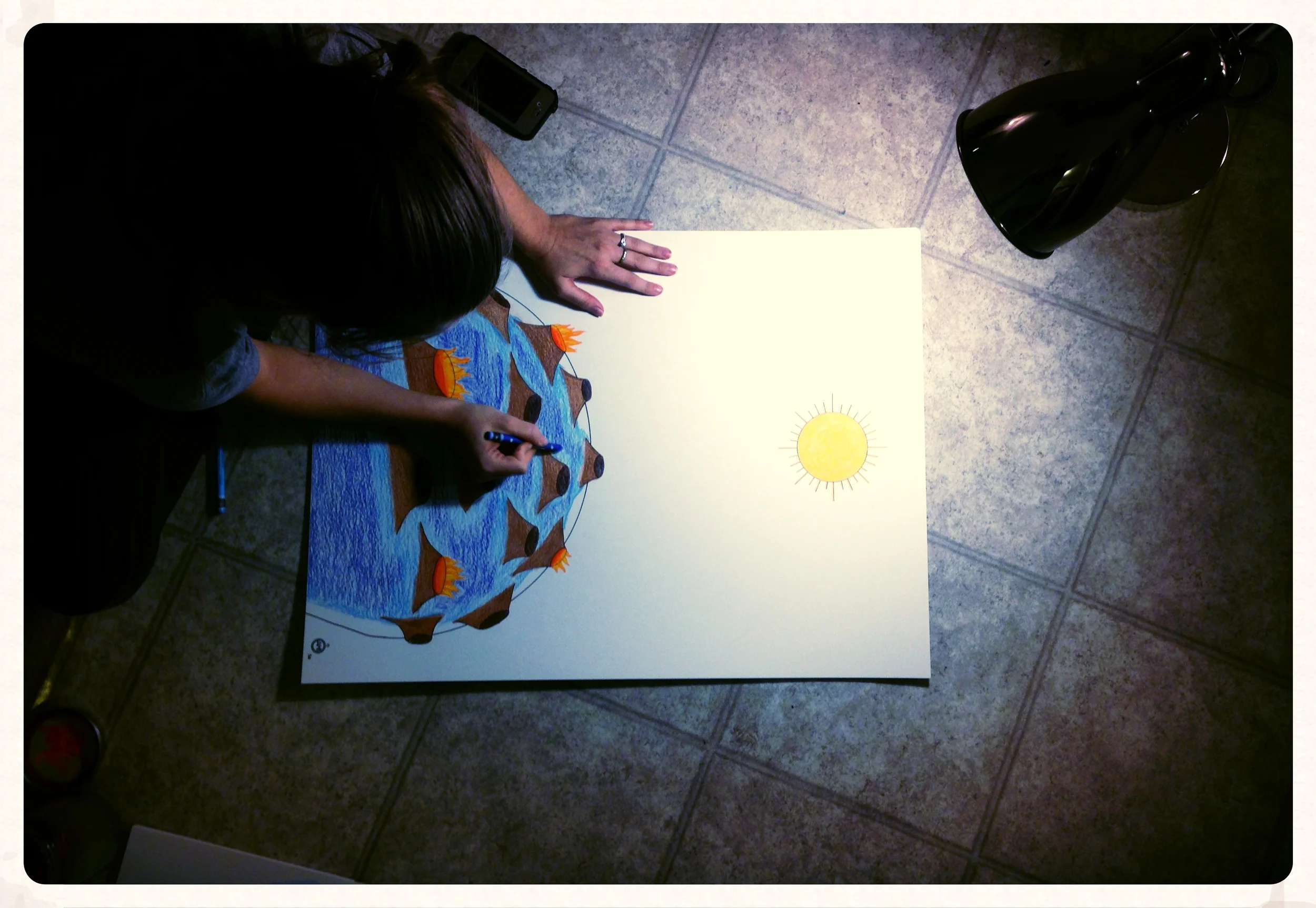 And yes, due to lack of desk space, I paint my charts in the kitchen floor!