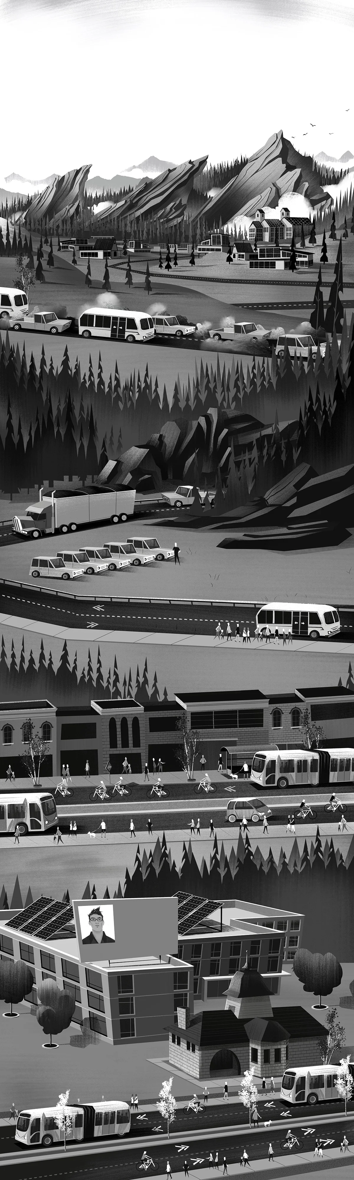 Black and White Polished Illustration