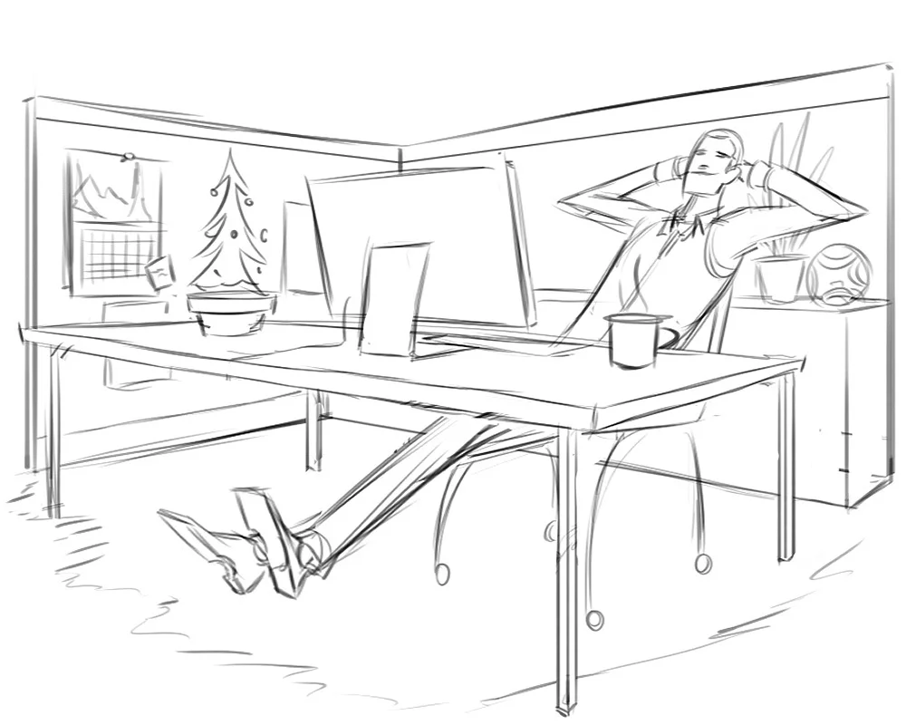 Relaxing in the Office · Sketch
