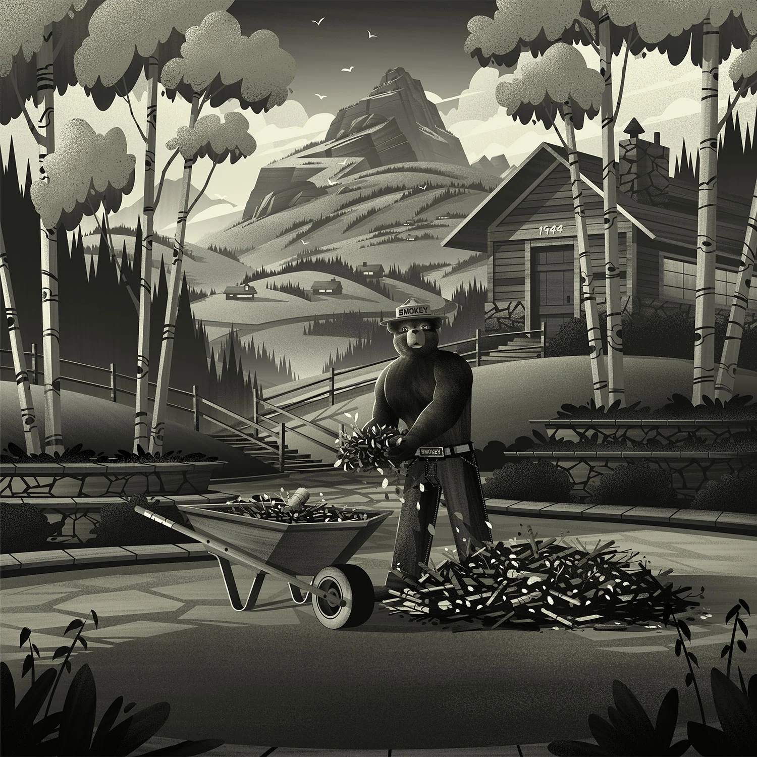 Smokey Bear | Black & White Flats
