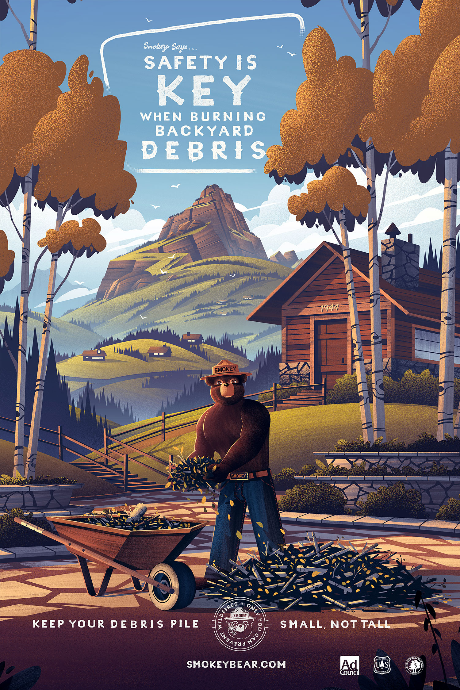 Smokey Bear | Final Poster Illustration | Type by Luis Peña