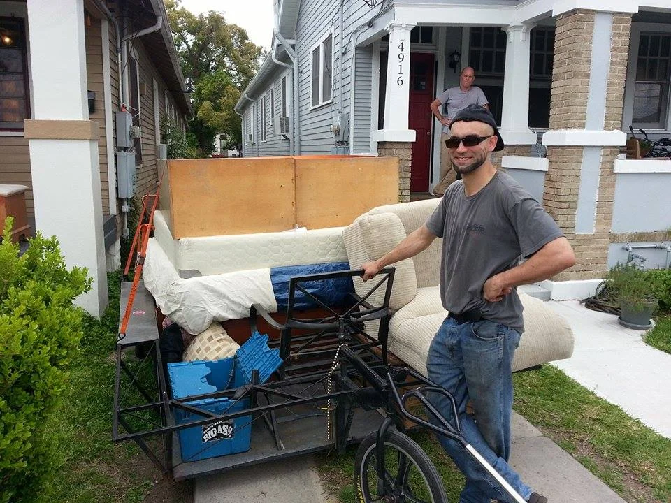 Peter Stanley of Baller Quest with the trailer he built loaded and ready to roll.