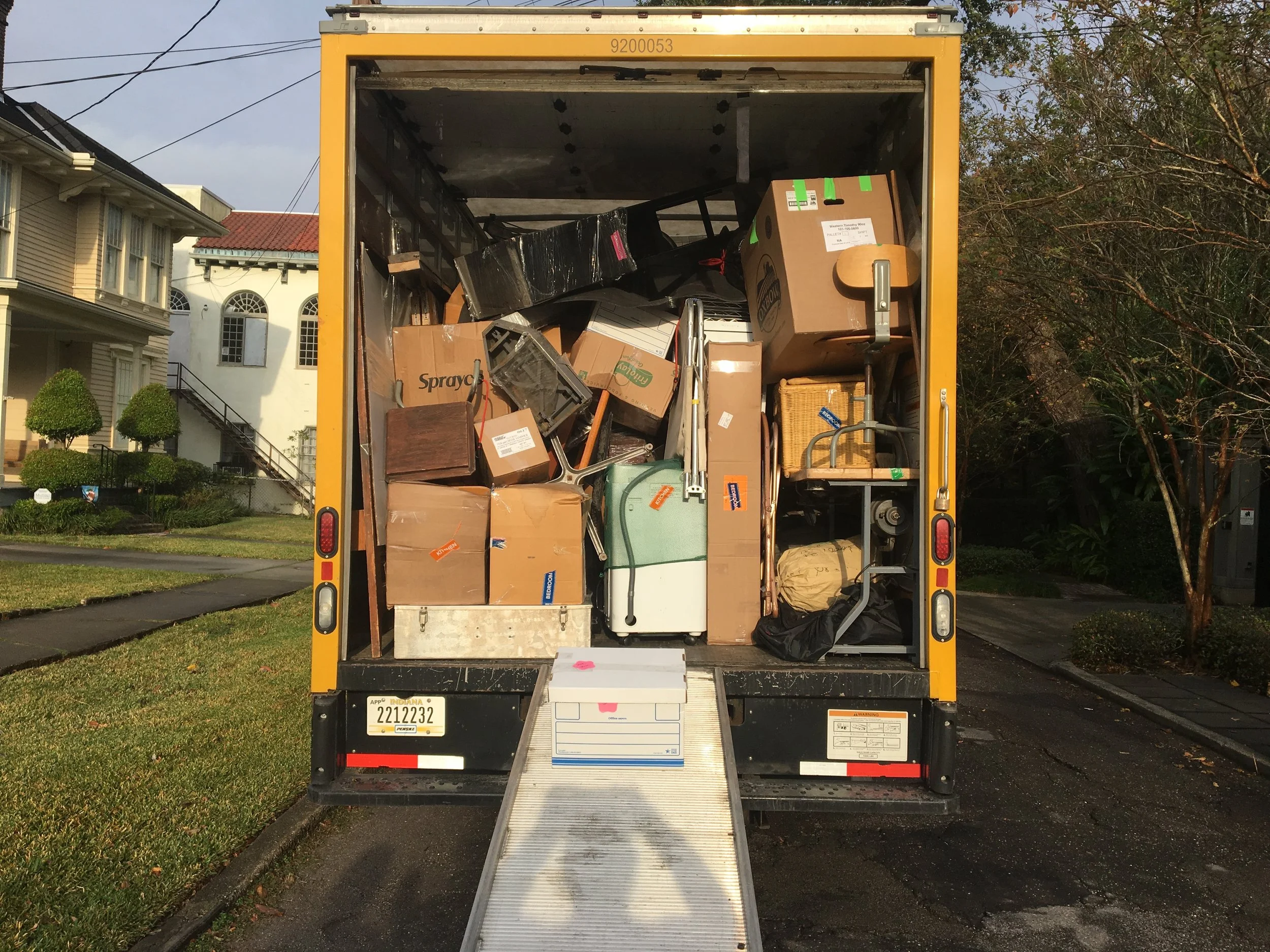 Most everything shifted during transport in this badly packed truck.