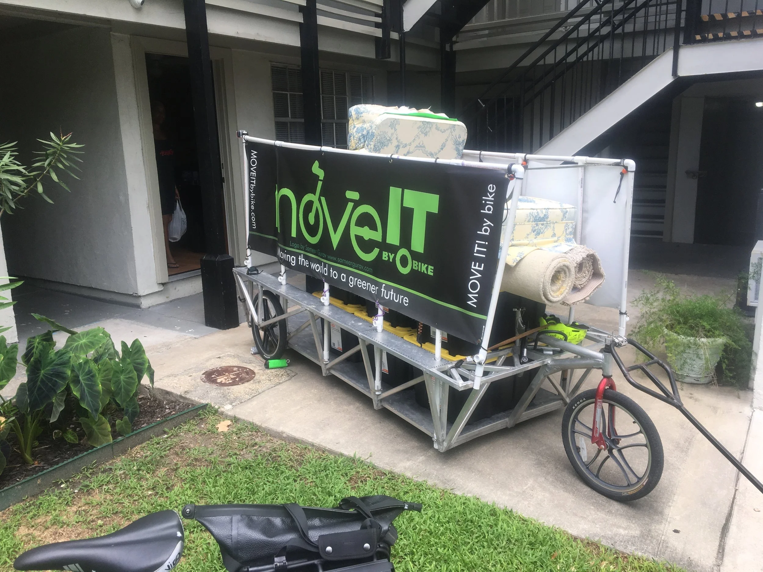 We backed our trailer right up to the door. The book shelf was not yet loaded.