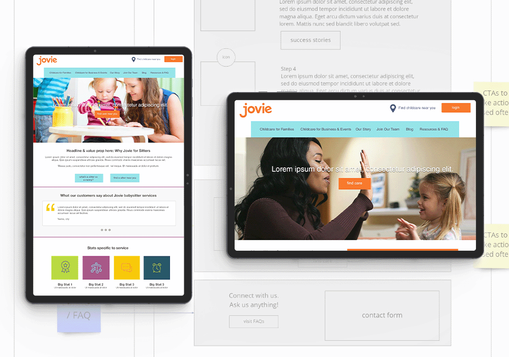 Jovie childcare website design and strategy