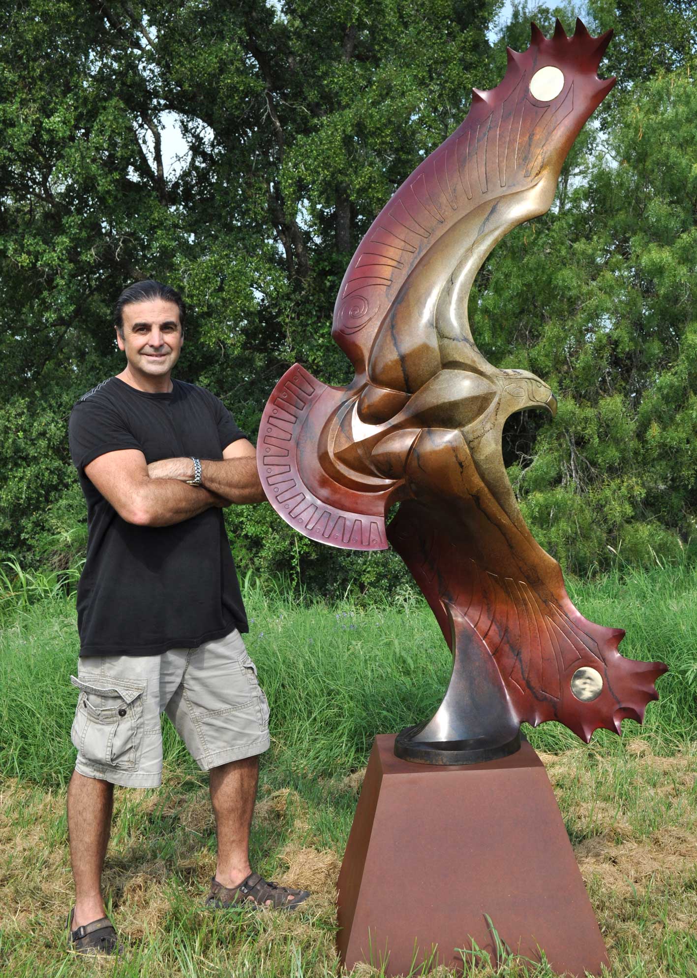 Bronze Eagle Sculpture by John Maisano