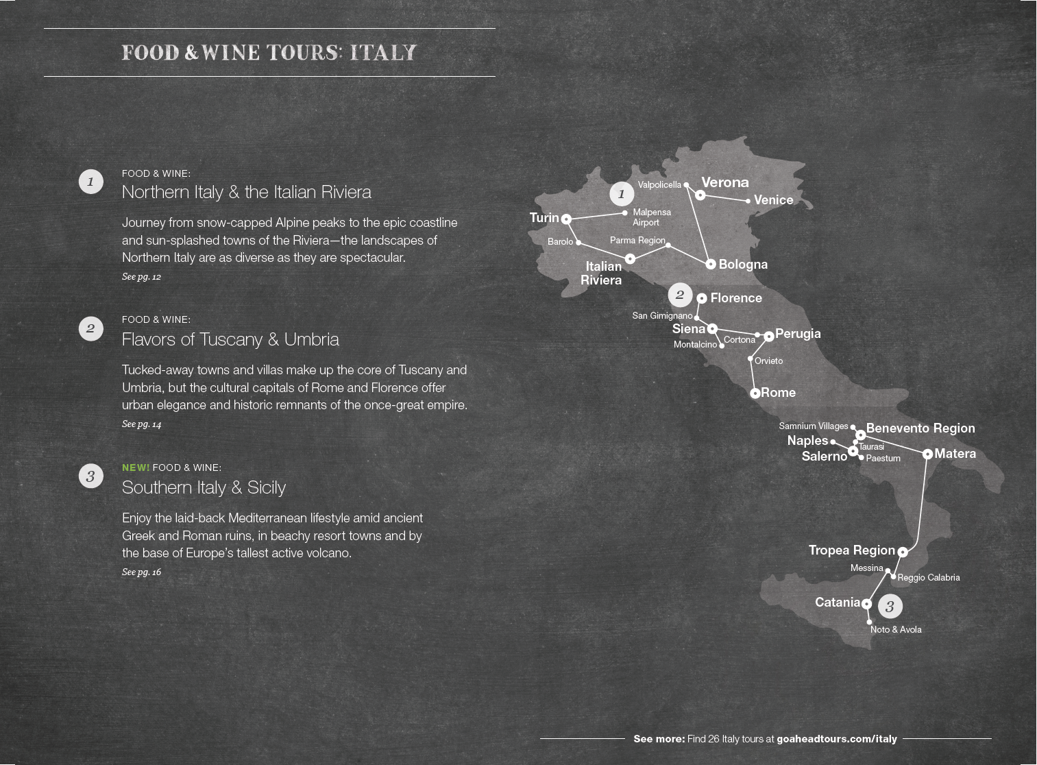 Italy tours map spread (click to enlarge)