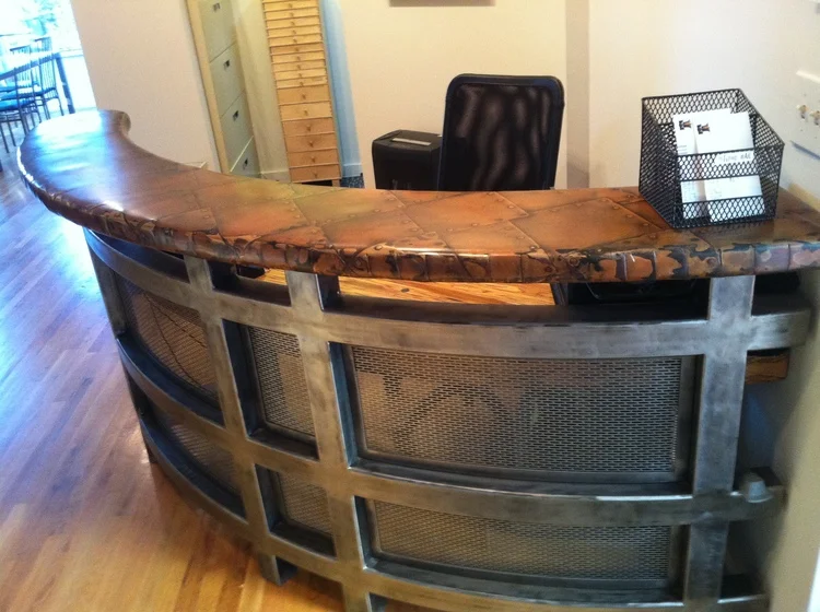 Copper and steel desk