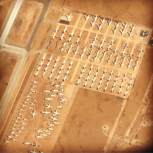 Airplane graveyard from airplane.