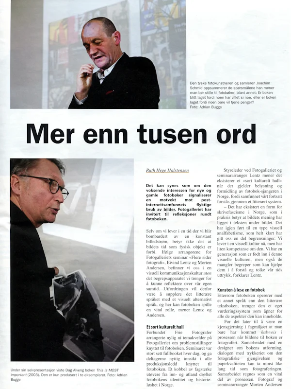 Martin Parr og Dag Alveng under seminaret Flere Sider Fotografi i Billedkunst 2010