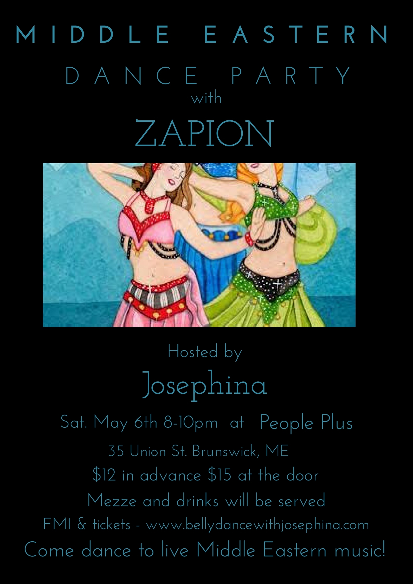 Doors open at 7:30pm --- To buy your tickets, go to paypal.me/JosephinaGasca/12 --- Check out Zapion If you have belly dance items to sell, there will be a table available. Mark your items with your name and the asking price.