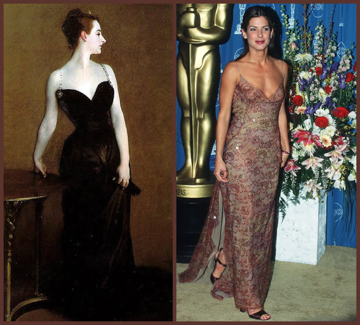 Although the dress ifabric is light the pattern and rich colouring supply the visual weight Sandra needs