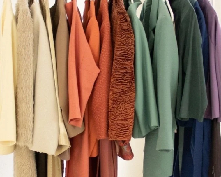 Story-to-Wardrobe personal color palette by Lisa Maria Pippus featuring her signature whites, dramatic shades and red within her narrative-driven wardrobe system