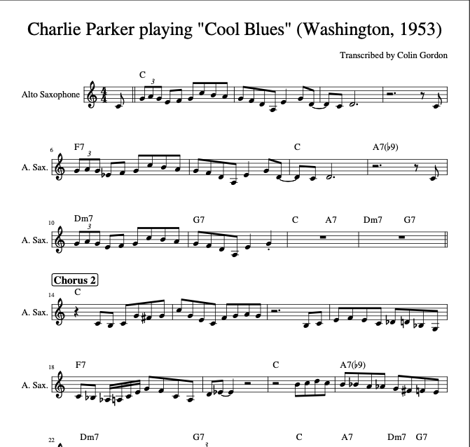 Charlie Parker — "Cool Blues" (C)