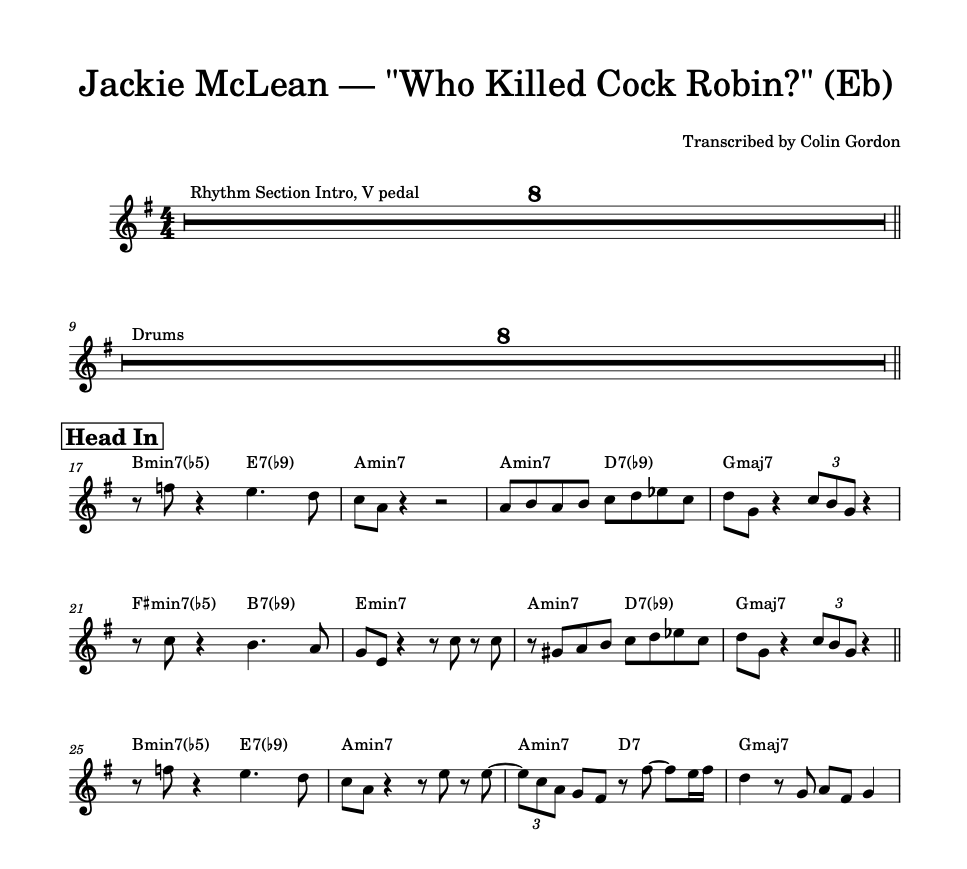 Jackie McLean — "Who Killed Cock Robin?" (Eb)