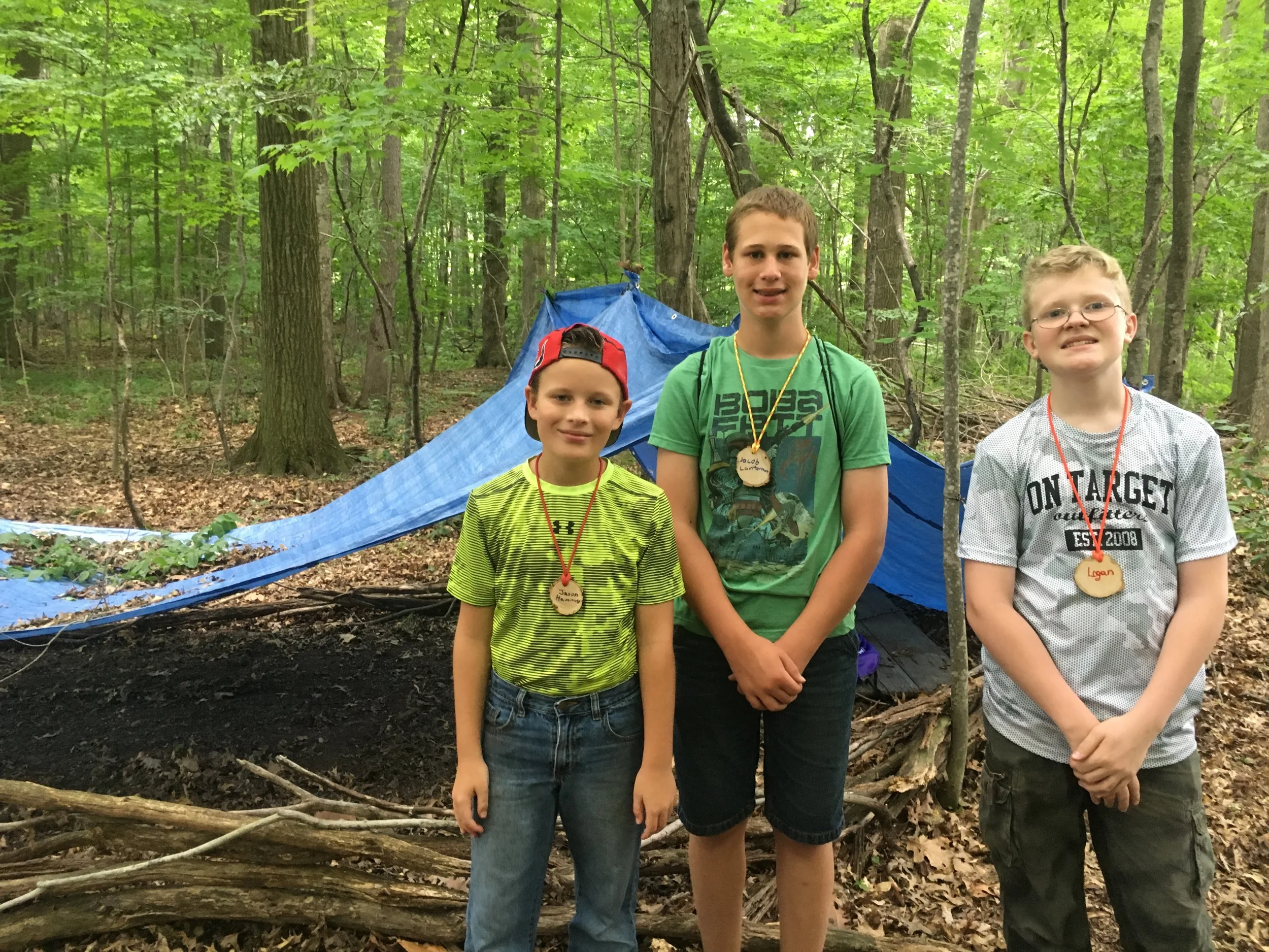 Man vs. Wild didn't get to sleep in the shelters that they made but they still had a blast!