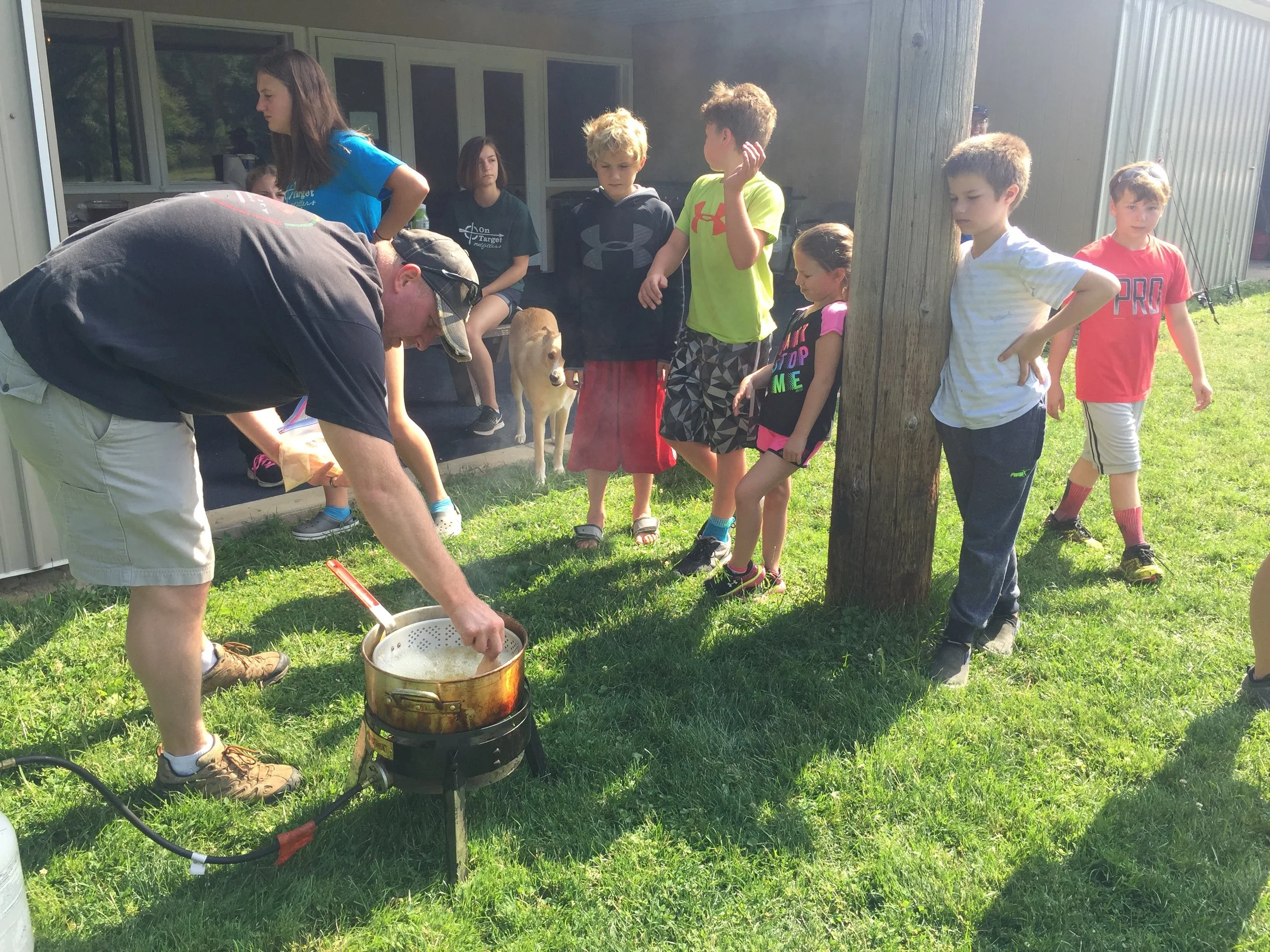 Frying the fish! 
