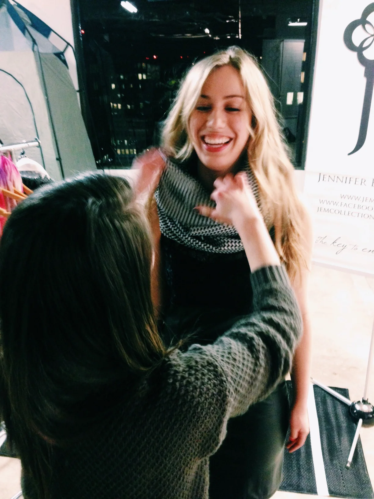 Here, Jen shows me how to style this fabulous scarf.