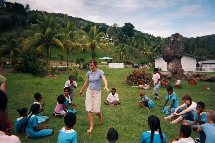  In Fiji playing "Awana Talkie Talkie" (a very duck-duck-goose game) during one of our breaks from building a church there 