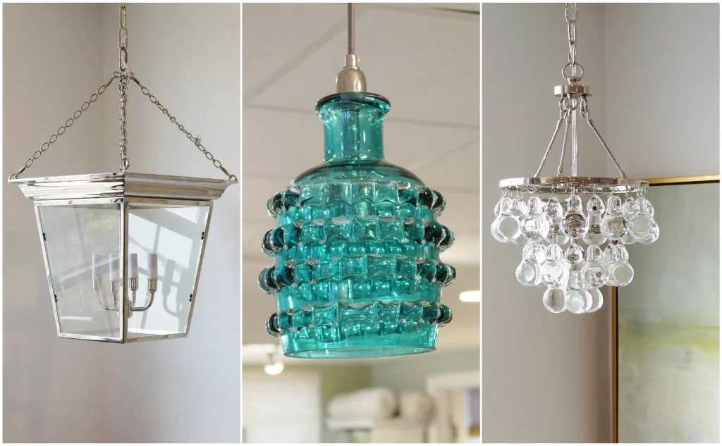 At Welch Company: These hanging light fixtures range from classic New England to coastal with a vintage vibe to cool and contemporary, but all have one thing in common...glass.