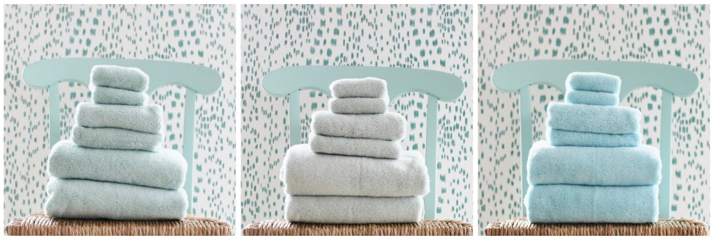 The softest towels in the beachiest colors from Matouk will dress up any bath.