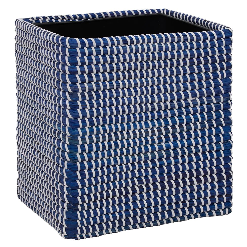 42506- Kythira Navy Seagrass Rectangle Waste Basket- $205