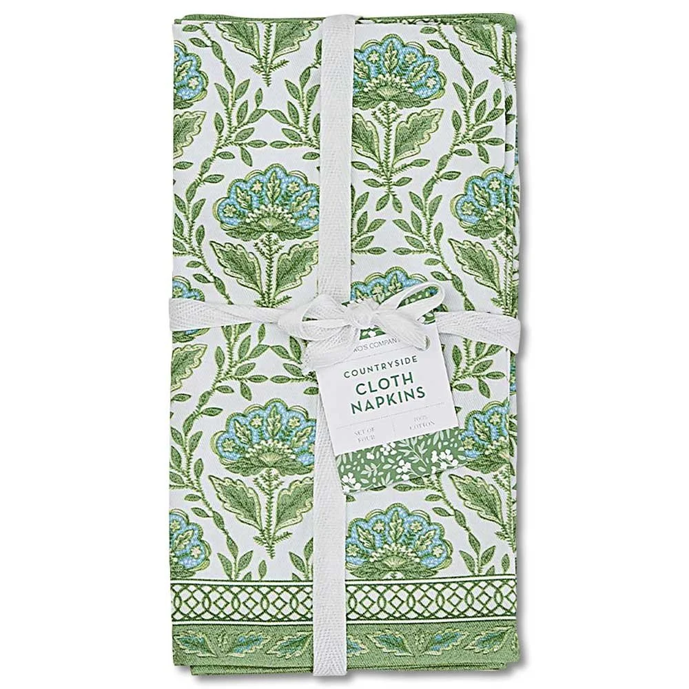 Green Floral Napkin Set (2)-$38