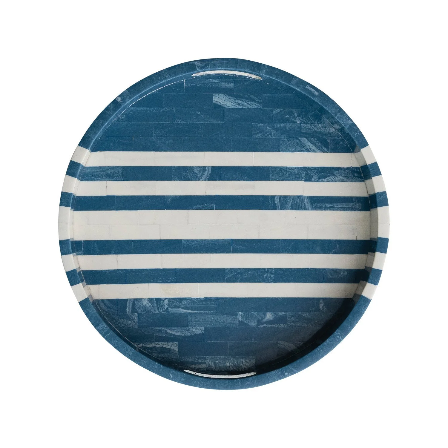 54691 - Blue &amp; White Striped Inlay Tray - $138