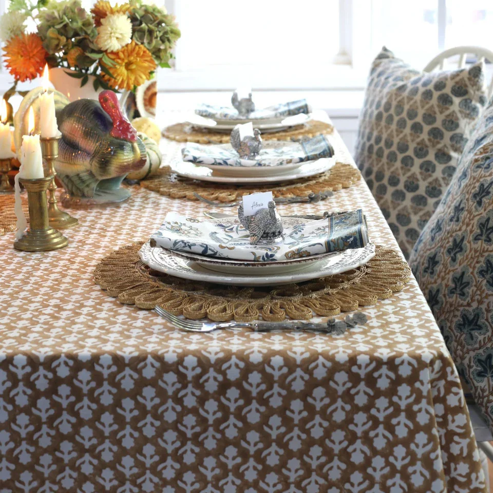 53652- Charlotte Caramel Tablecloth 60x60- $72