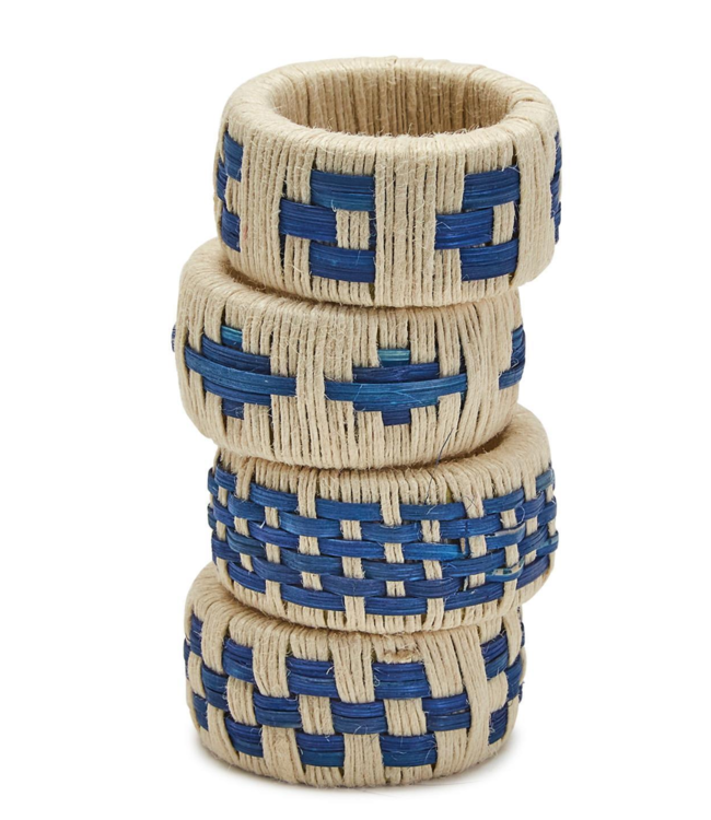 43088- Ivory &amp; Navy Woven Napkin Rings- $24