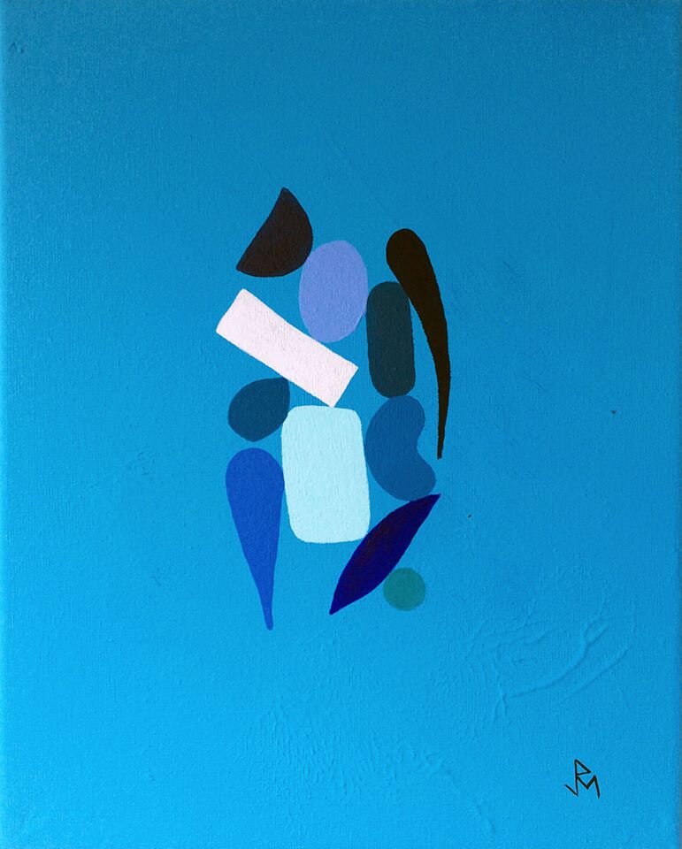 Currents, Flow and Reproduction Series #132 Blue Series #15 [Hybrids (Meta-Elements) #10] Flashe (Vinyl) on Canvas