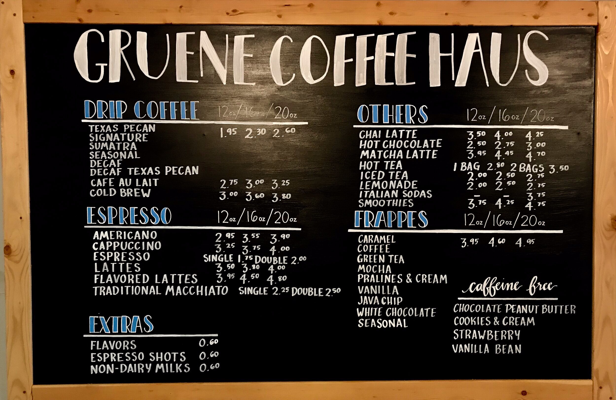Our Menu — Gruene Coffee Haus