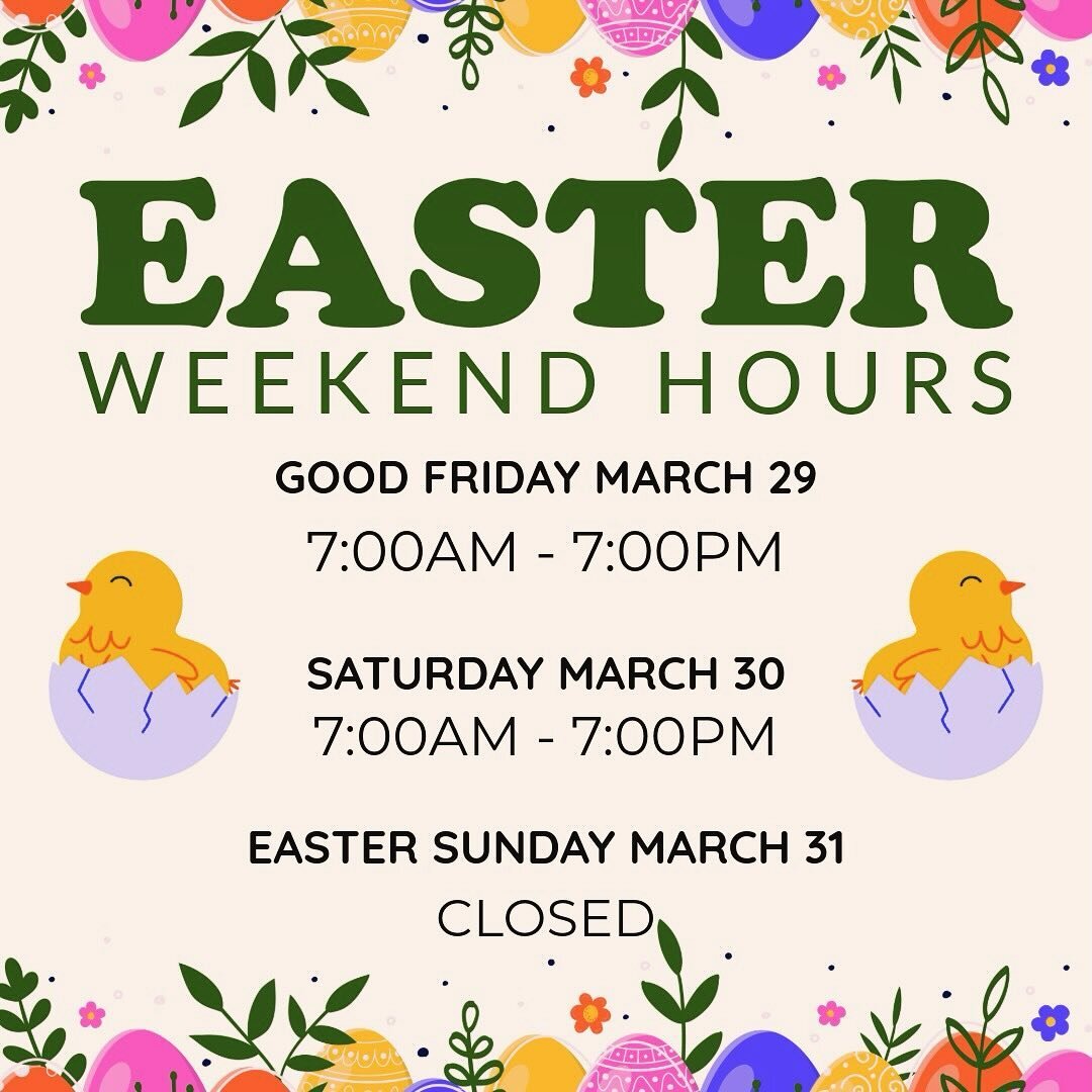 🐣Easter weekend is coming up! We will be open for regular hours on Good Friday. Saturday stop in for some coffee while walking around Marketplatz. Closed Easter Sunday! See gou all Monday for continued regular hours 7am-7pm 🪺