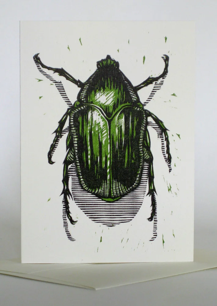 A1 Notecard: Green June Beetle