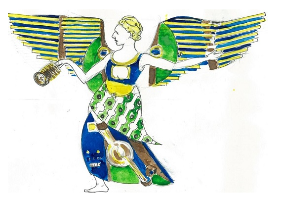 Sam Golding, Winged Victory of Muirhead, Watercolour, 2017