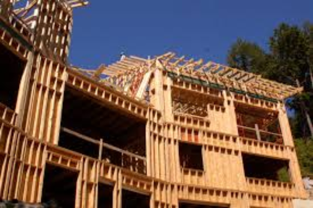 Common use of OSB on the inside fce of the exterior wall in a 2 wall Passive House system.