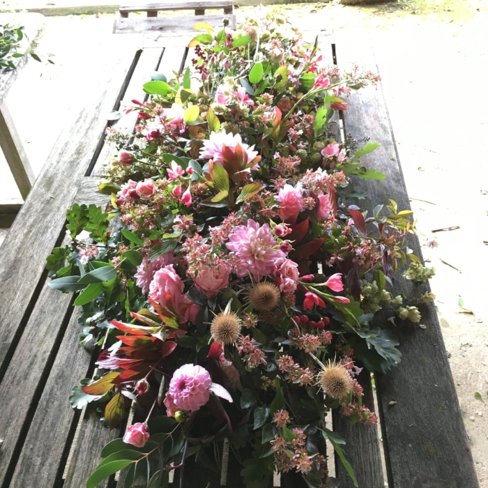 September coffin flowers
