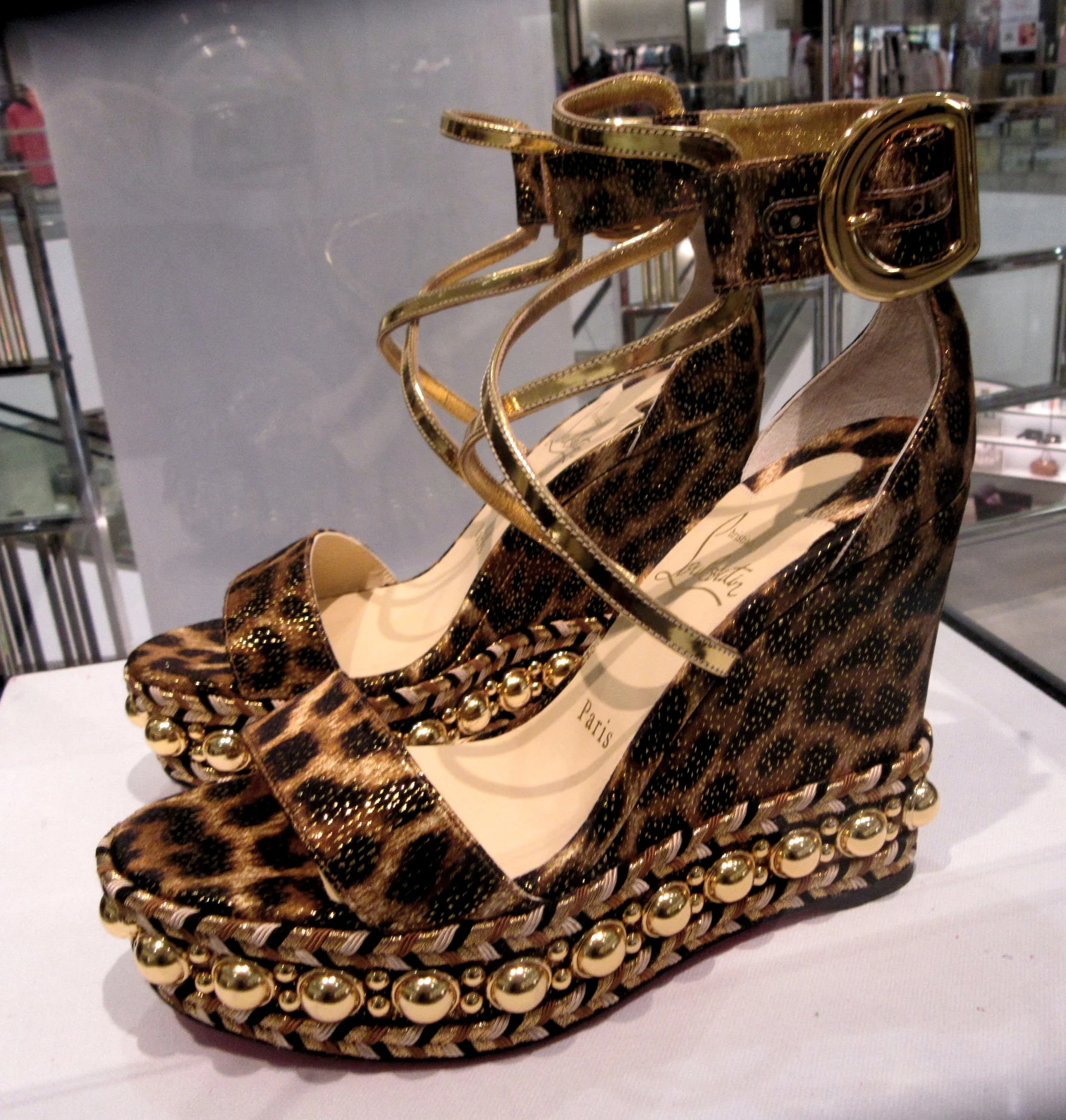 Spring calling Leo and gold wedges at SFA El Paseo Palm Desert