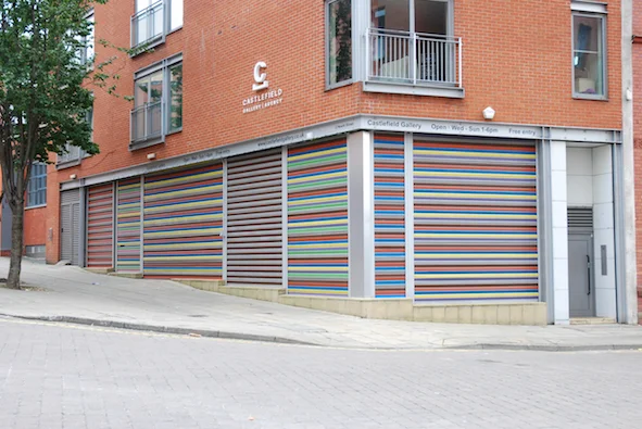 Shutters (Hewitt Street) 2013 Spray paint on shutters Commission for Castlefield Gallery, Manchester