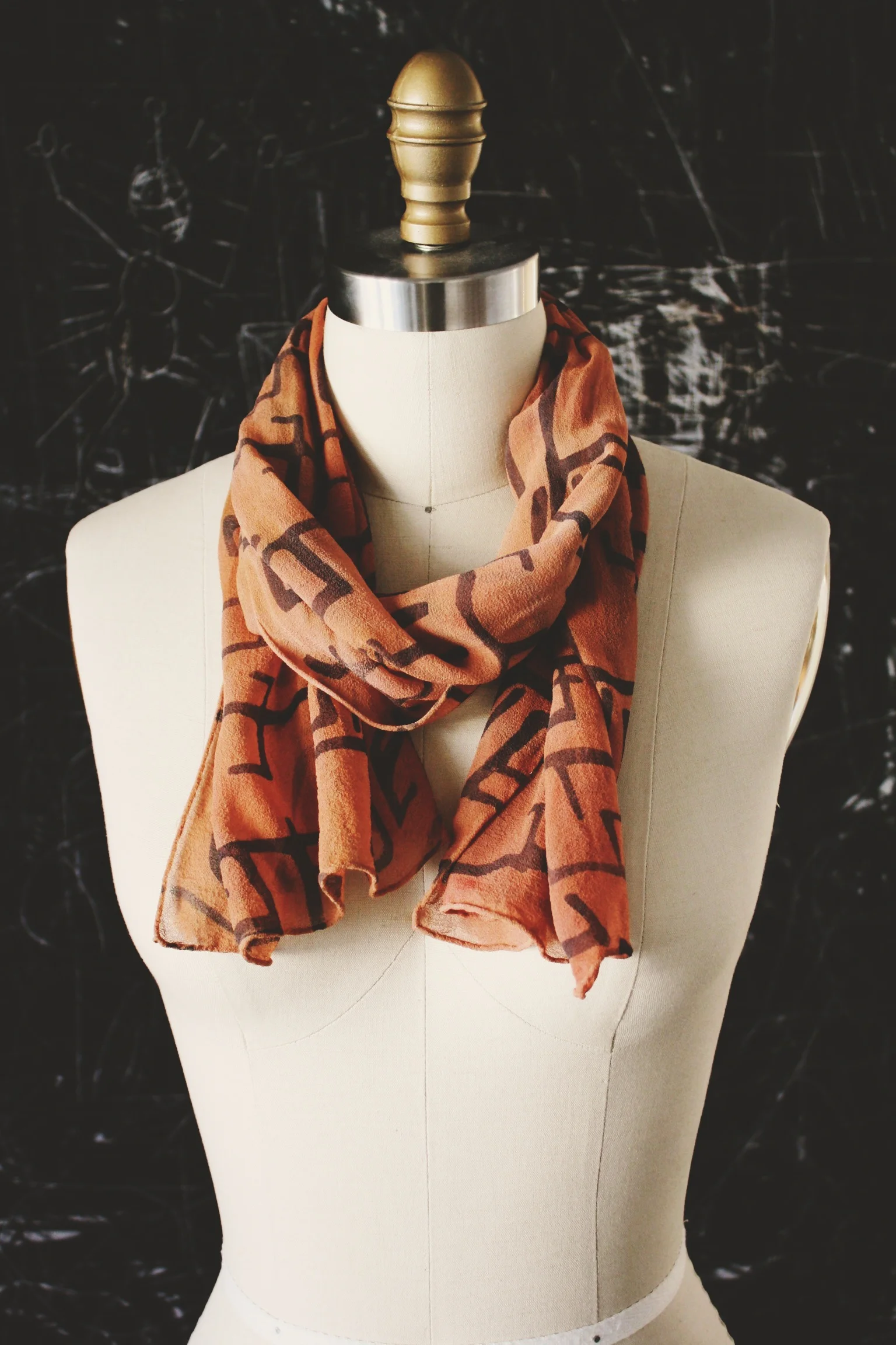  hand dyed and printed chiffon scarf 